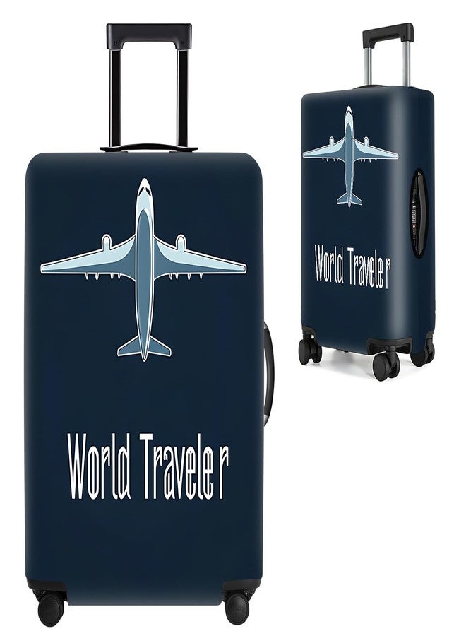 THISFIND World Traveler Luggage Cover - Airplane Design Suitcase Protector for 28-30 Inch Luggage - Durable Stretchable Travel Bag Cover,L - Image 1
